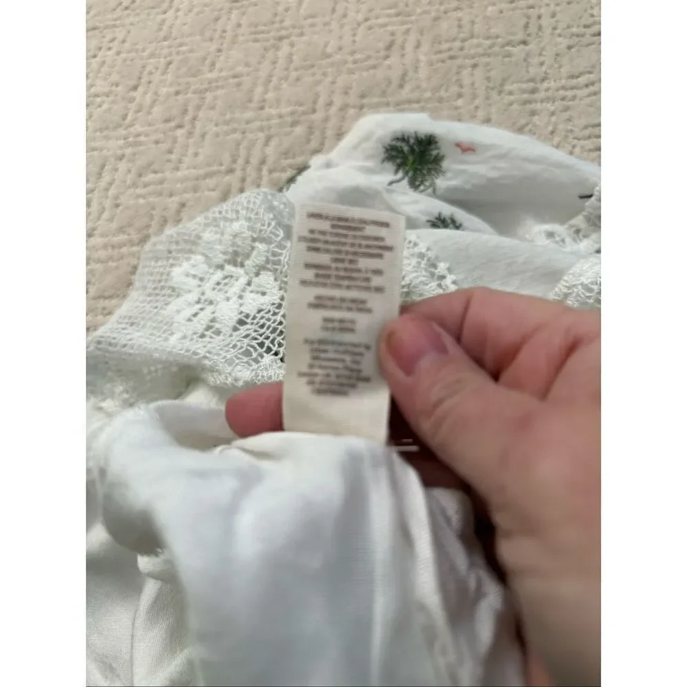 EUC Free People Palms Print Linen Cotton Blouse